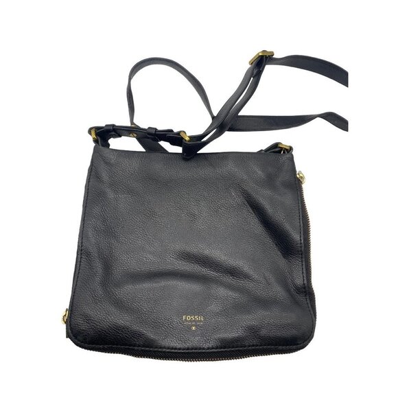 Fossil Black Soft Leather Crossbody Bag 10X9 ALL AROUND ZIP - Picture 1 of 6
